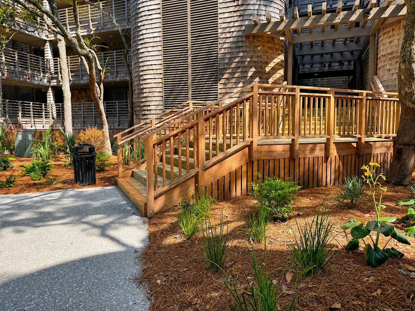 Completed oceanfront exterior stair renovation, side view
